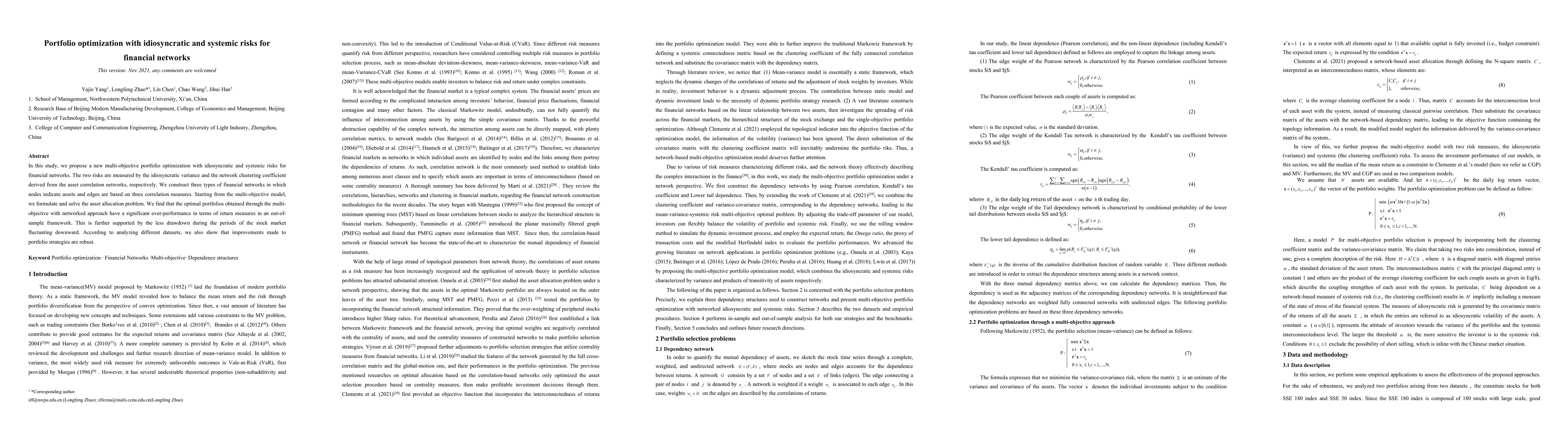 Thumbnail for Portfolio optimization with idiosyncratic and systemic risks for
  financial networks
