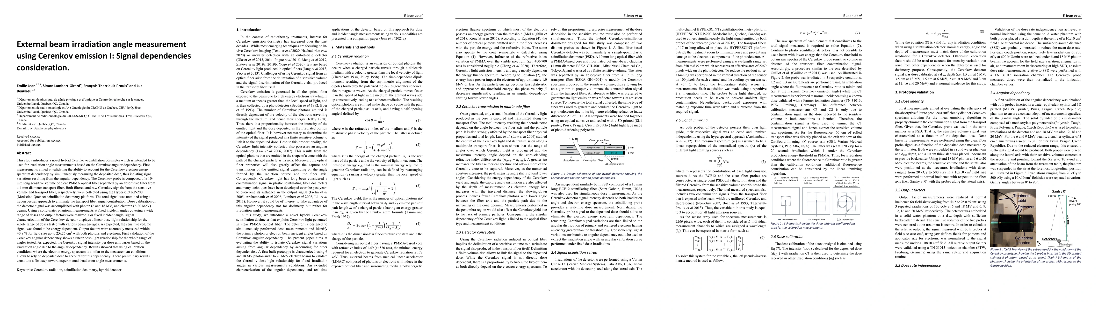 Thumbnail for External beam irradiation angle measurement using Cerenkov emission I:
  Signal dependencies consideration