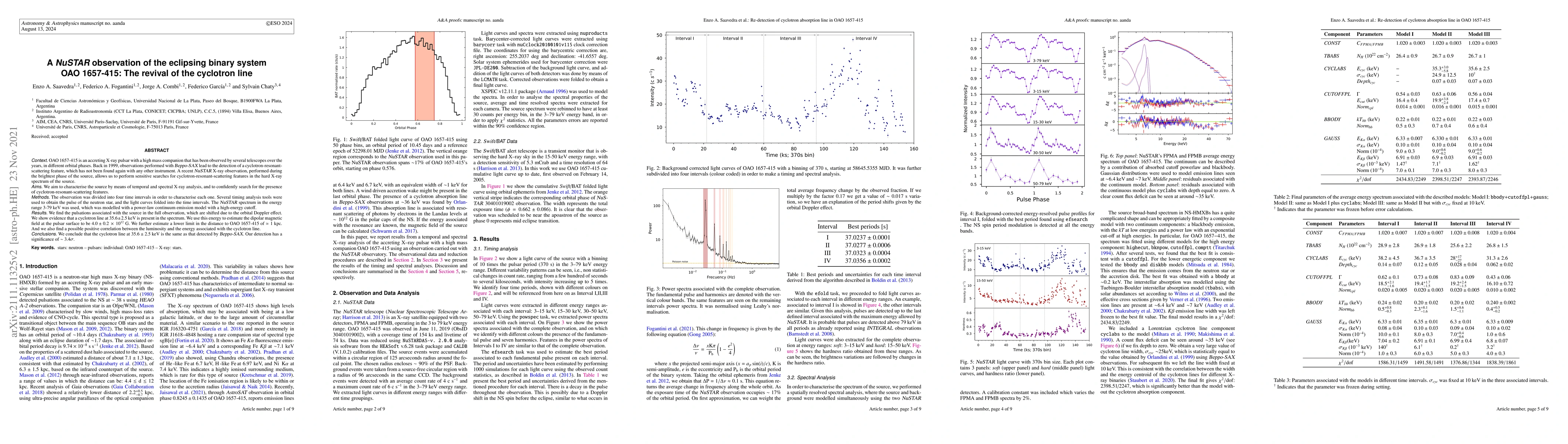 Thumbnail for A NuSTAR observation of the eclipsing binary system OAO 1657-415: The
  revival of the cyclotron line