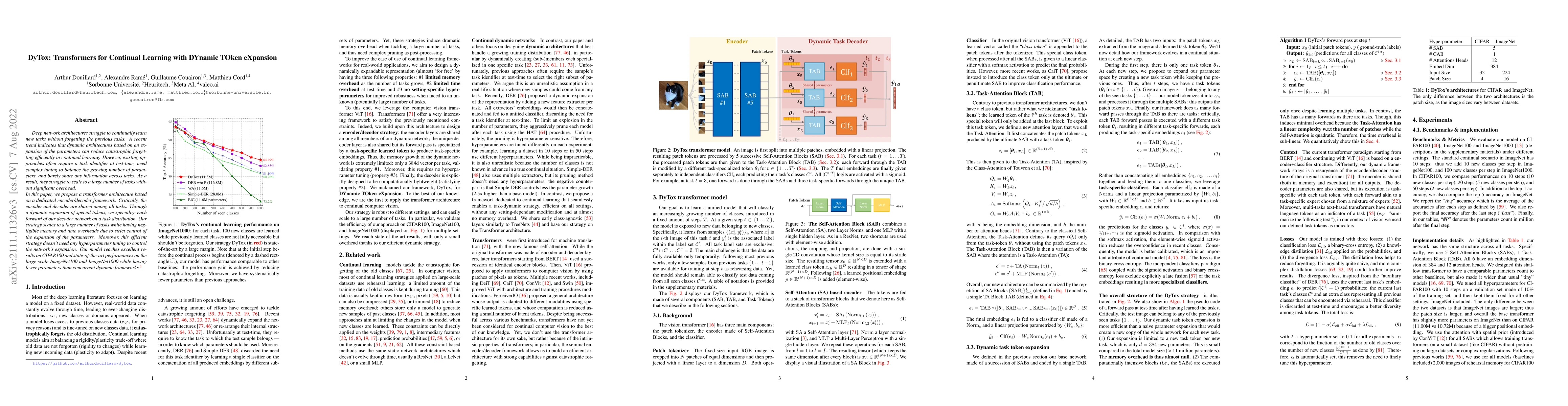 Thumbnail for DyTox: Transformers for Continual Learning with DYnamic TOken eXpansion