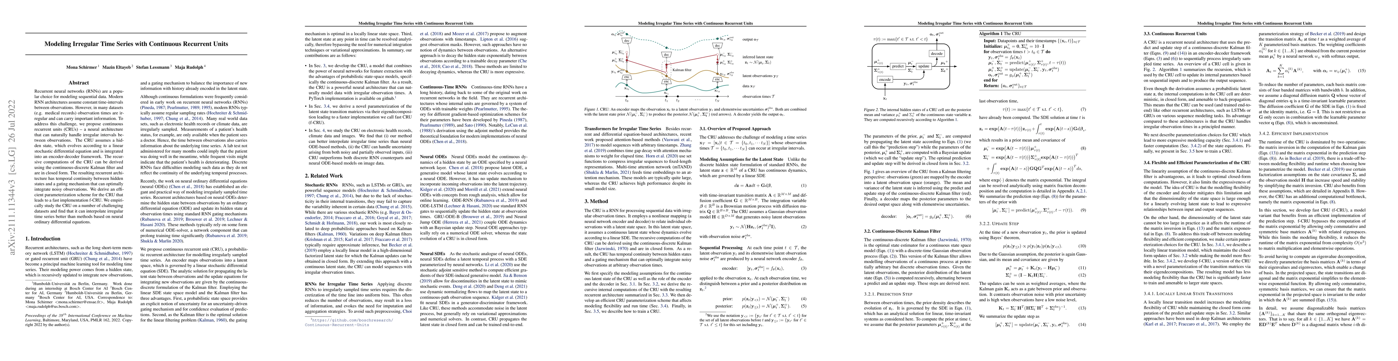 Thumbnail for Modeling Irregular Time Series with Continuous Recurrent Units