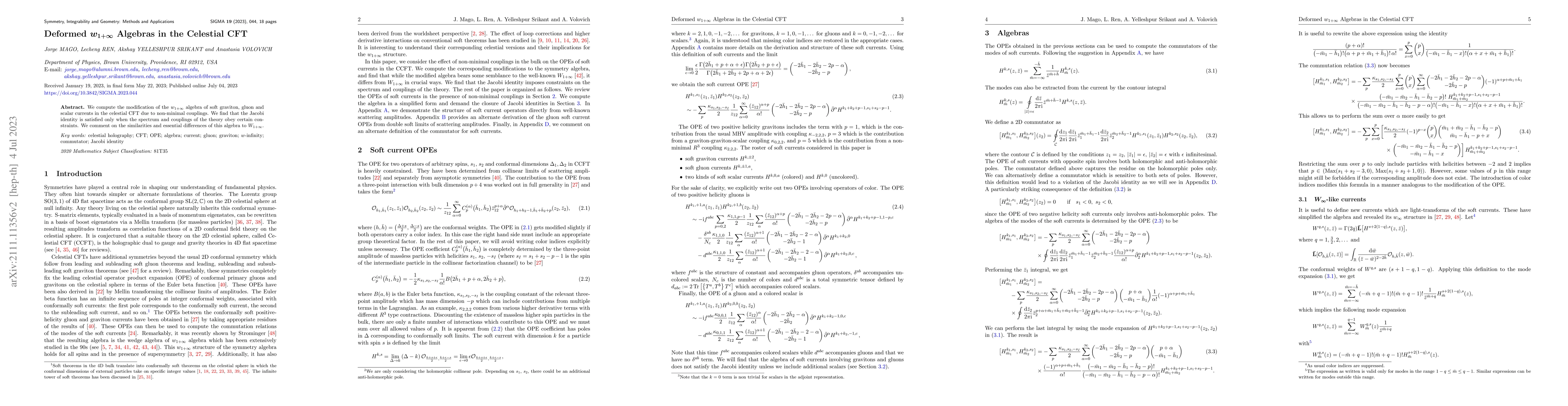 Thumbnail for Deformed $w_{1+\infty}$ Algebras in the Celestial CFT