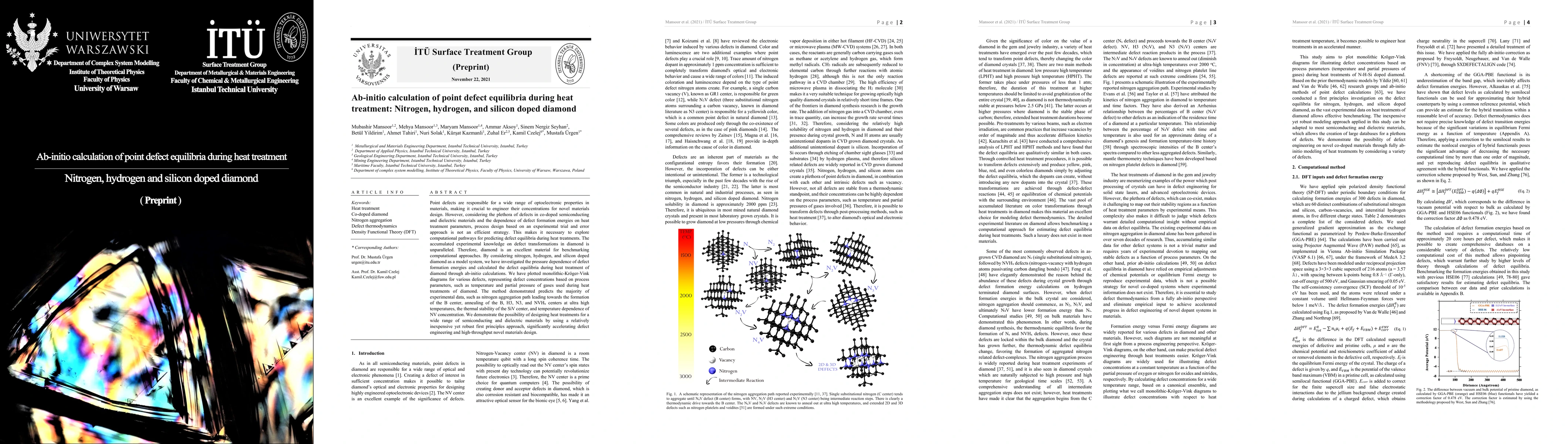 Thumbnail for Ab-initio calculation of point defect equilibria during heat treatment:
  Nitrogen, hydrogen, and silicon doped diamond