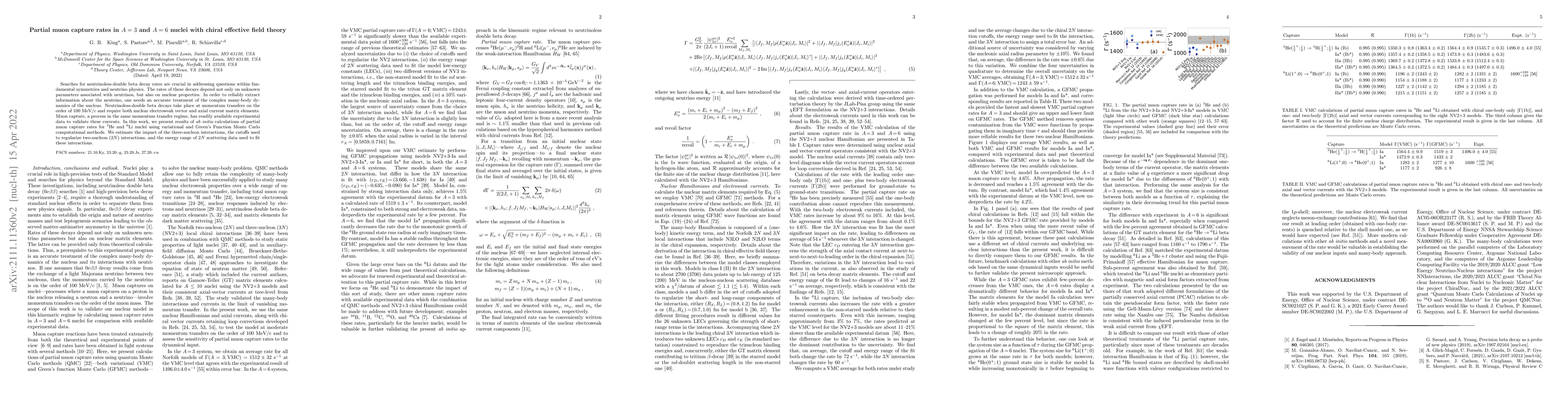 Thumbnail for Partial muon capture rates in $A=3$ and $A=6$ nuclei with chiral
  effective field theory