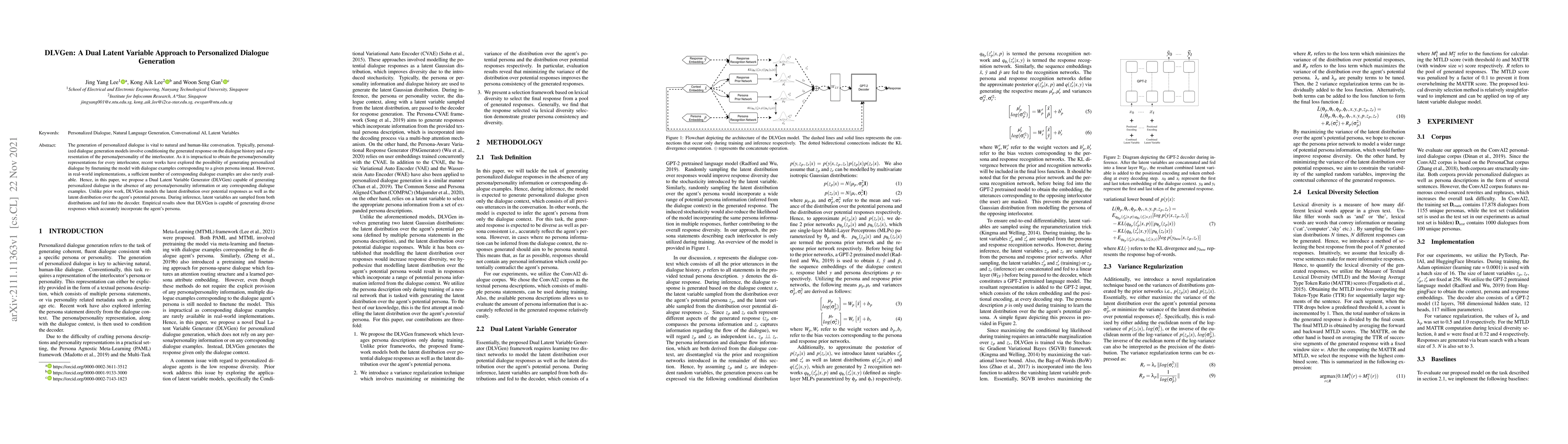 Thumbnail for DLVGen: A Dual Latent Variable Approach to Personalized Dialogue
  Generation