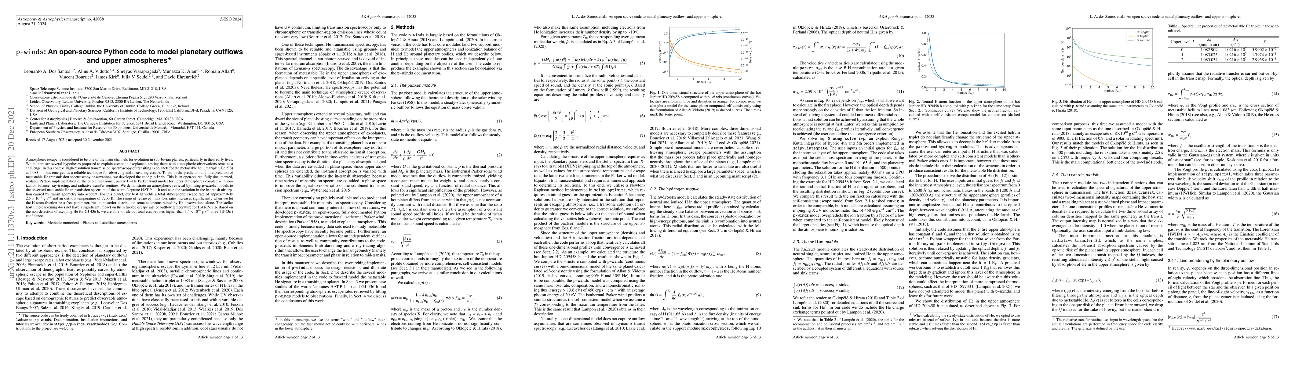 Thumbnail for p-winds: an open-source Python code to model planetary outflows and
  upper atmospheres