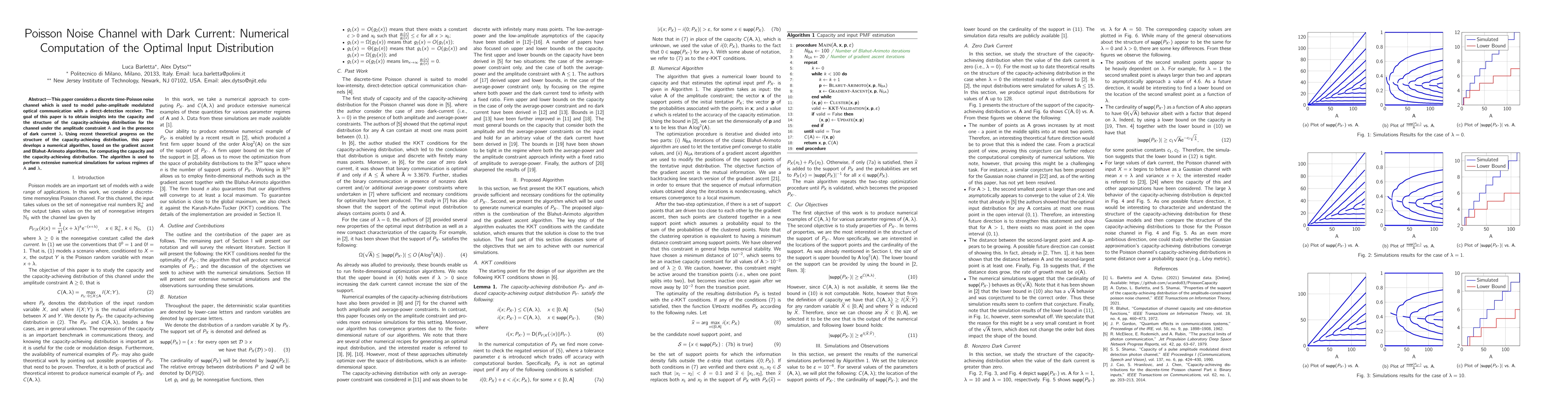 Thumbnail for Poisson Noise Channel with Dark Current: Numerical Computation of the
  Optimal Input Distribution