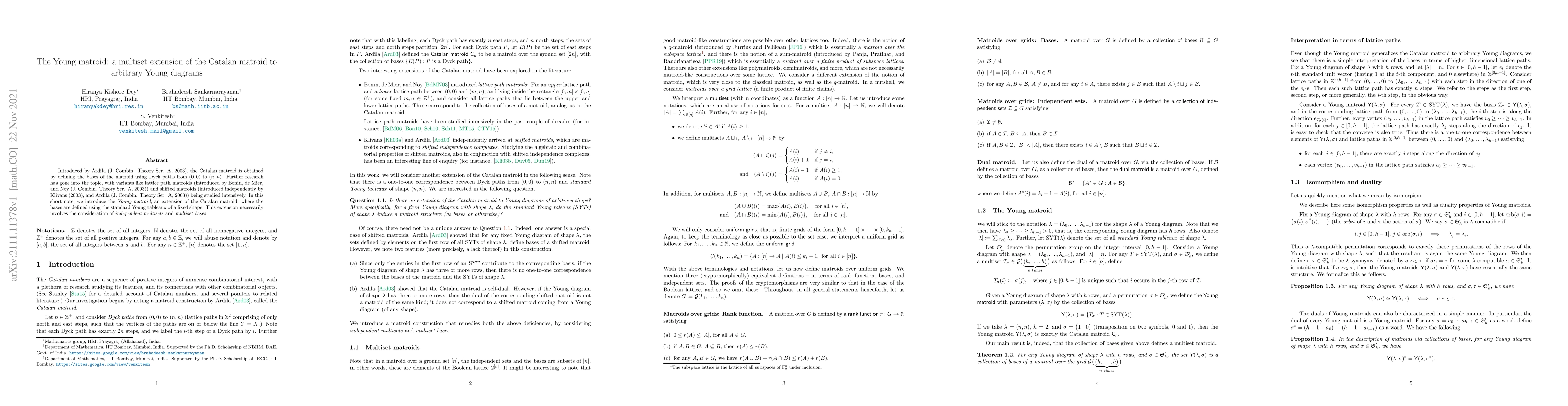 Thumbnail for The Young matroid: A multiset extension of the Catalan matroid to
  arbitrary Young diagrams