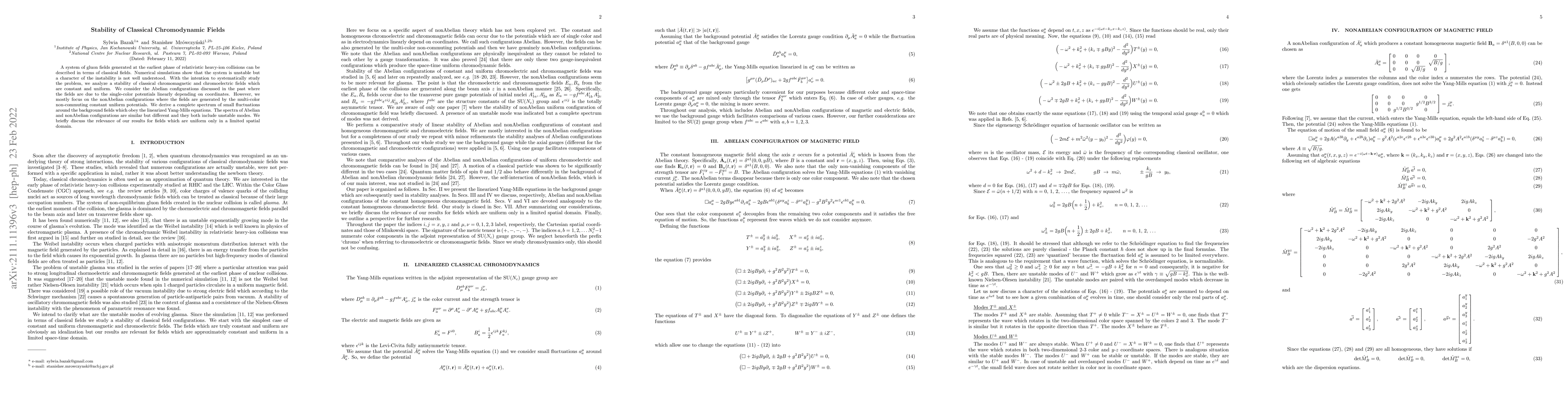 Thumbnail for Stability of Classical Chromodynamic Fields
