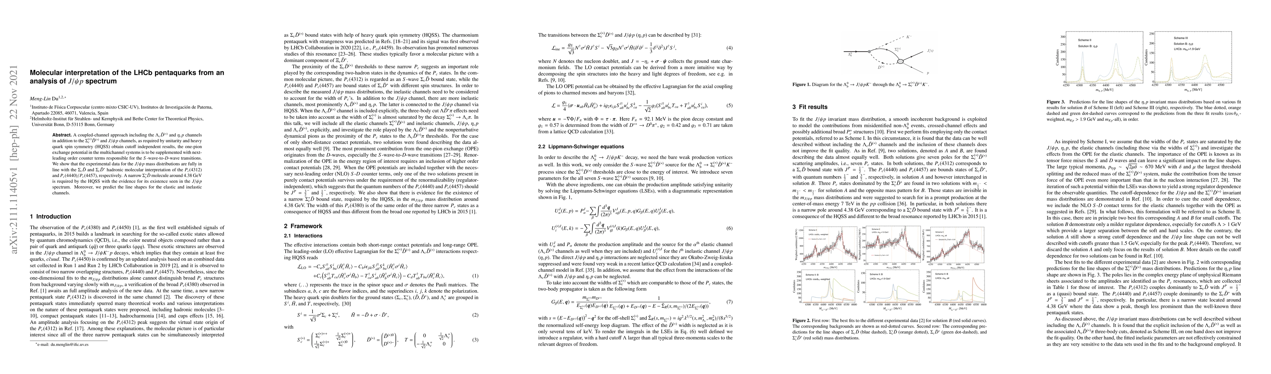 Thumbnail for Molecular interpretation of the LHCb pentaquarks from an analysis of
  $J/\psi p$ spectrum