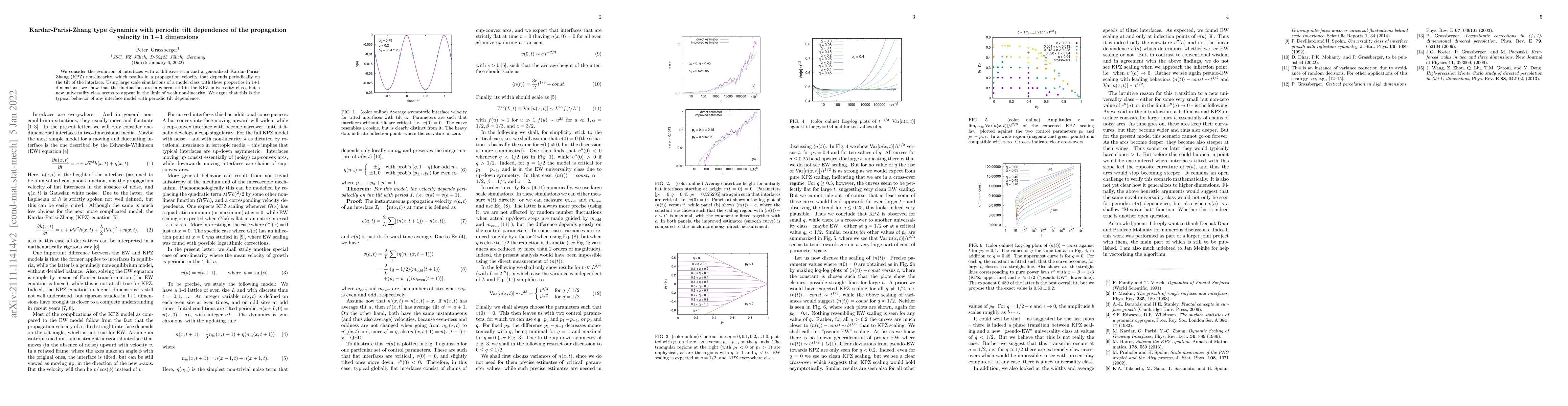 Thumbnail for Kardar-Parisi-Zhang type dynamics with periodic tilt dependence of the
  propagation velocity in 1+1 dimensions