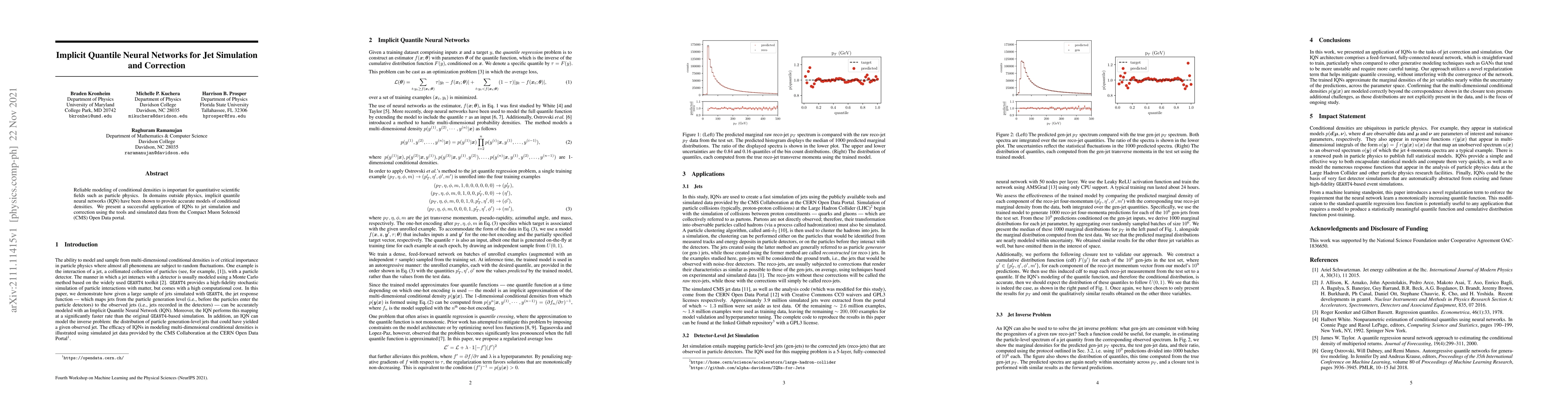 Thumbnail for Implicit Quantile Neural Networks for Jet Simulation and Correction
