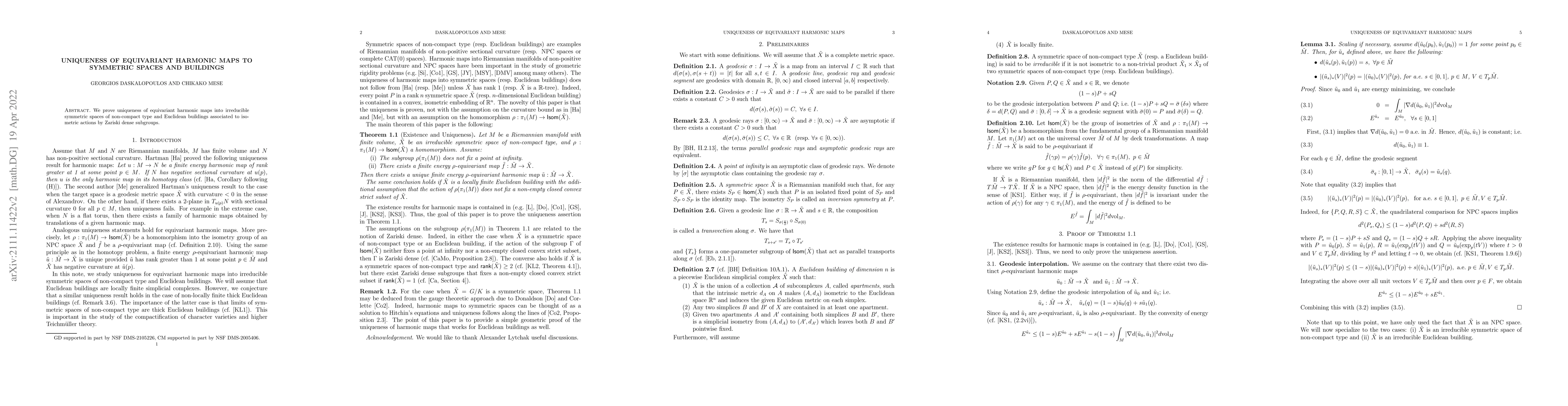 Thumbnail for Uniqueness of equivariant harmonic maps to symmetric spaces and
  buildings