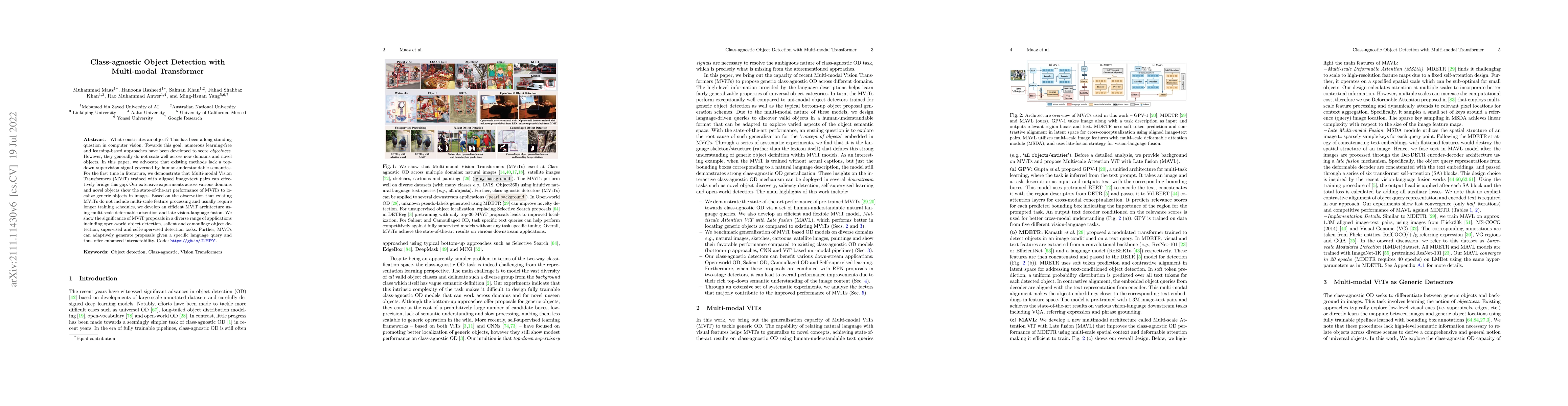 Thumbnail for Class-agnostic Object Detection with Multi-modal Transformer