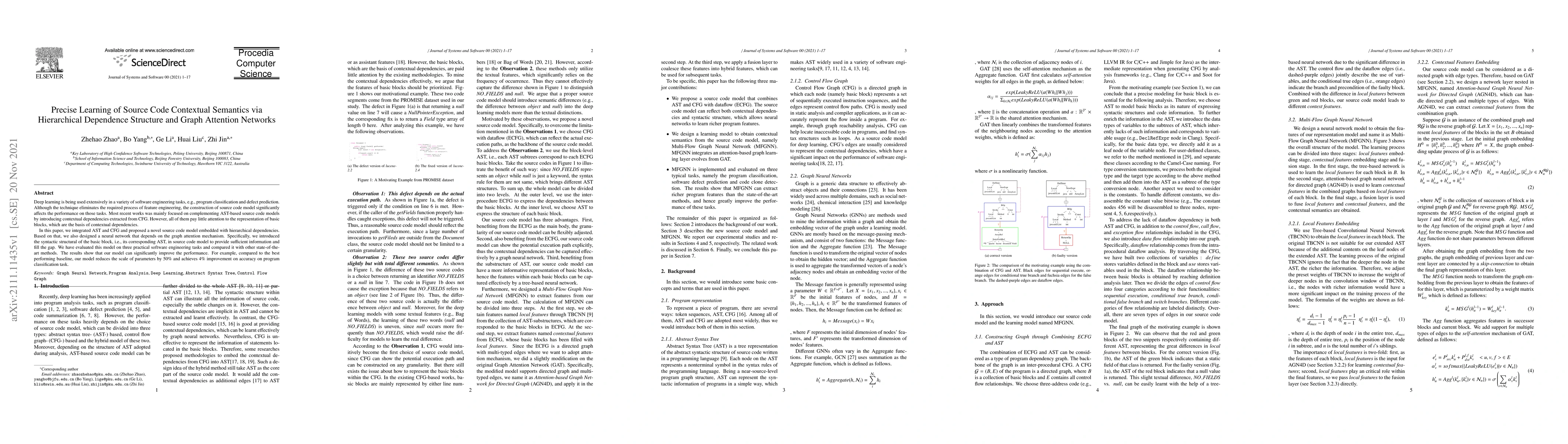 Thumbnail for Precise Learning of Source Code Contextual Semantics via Hierarchical
  Dependence Structure and Graph Attention Networks