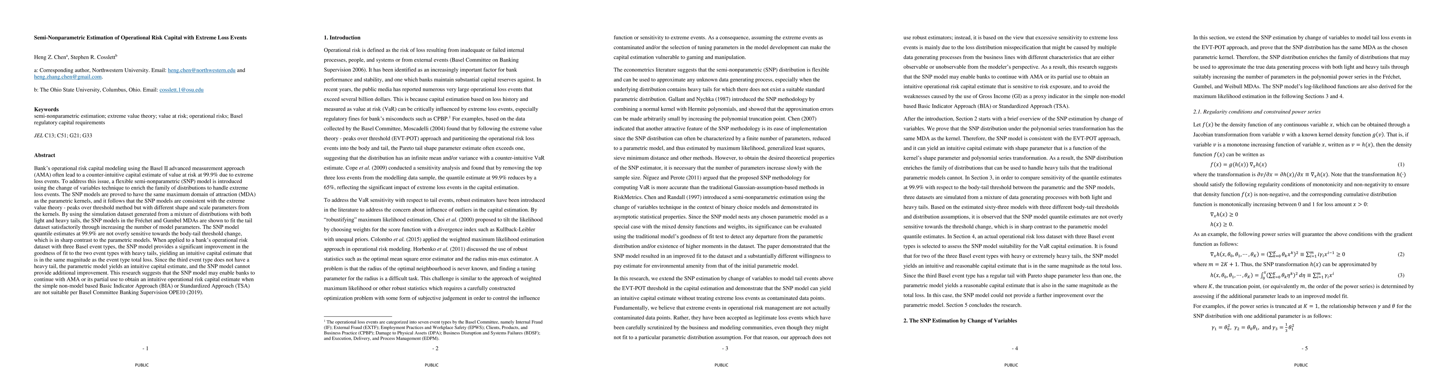 Thumbnail for Semi-nonparametric Estimation of Operational Risk Capital with Extreme
  Loss Events