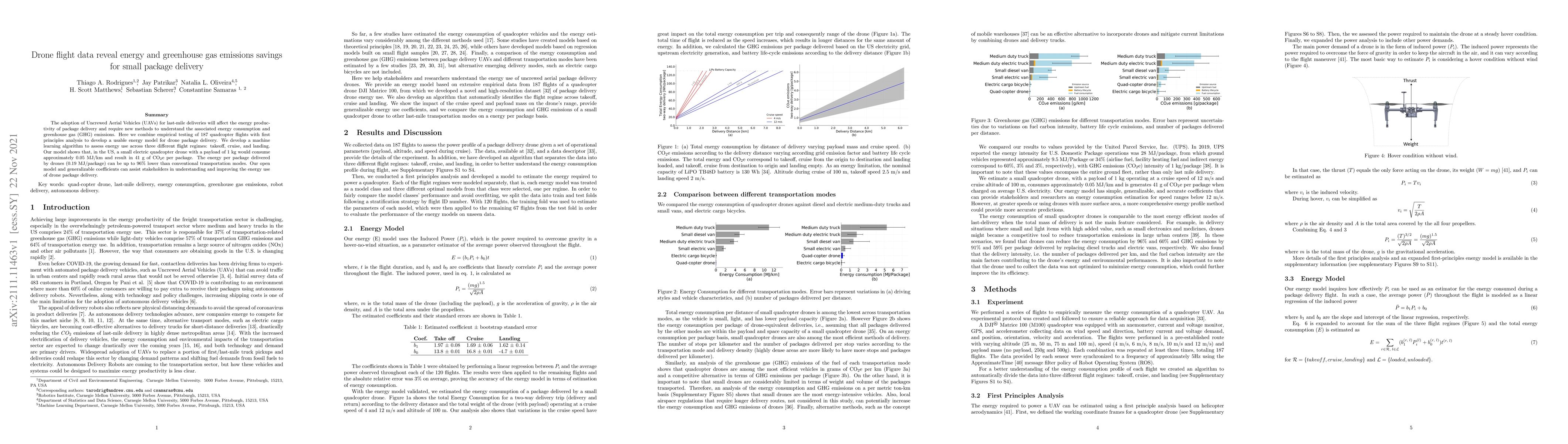 Thumbnail for Drone flight data reveal energy and greenhouse gas emissions savings for
  small package delivery