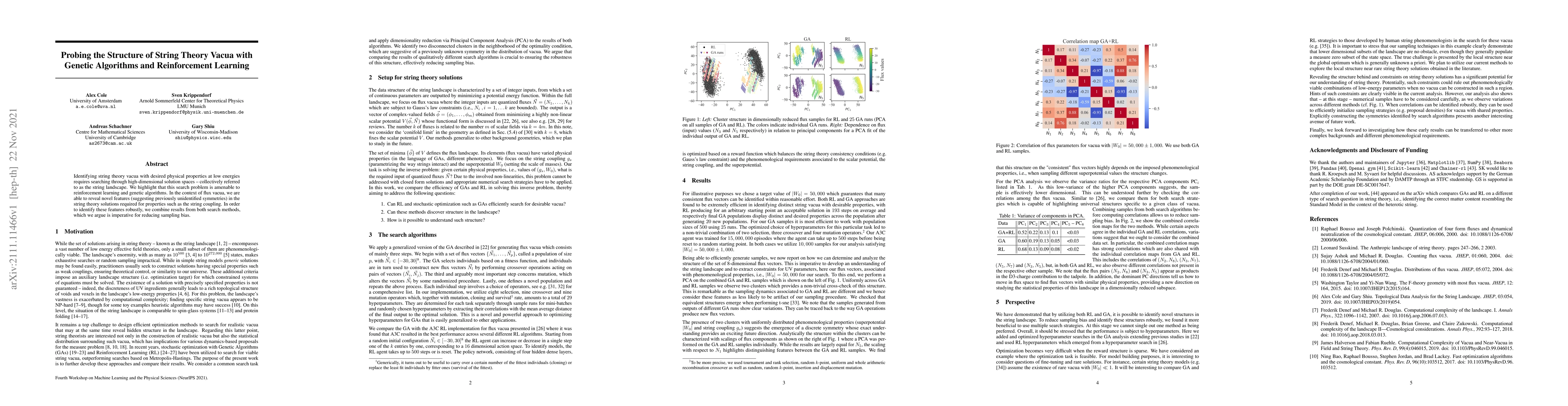 Thumbnail for Probing the Structure of String Theory Vacua with Genetic Algorithms and
  Reinforcement Learning