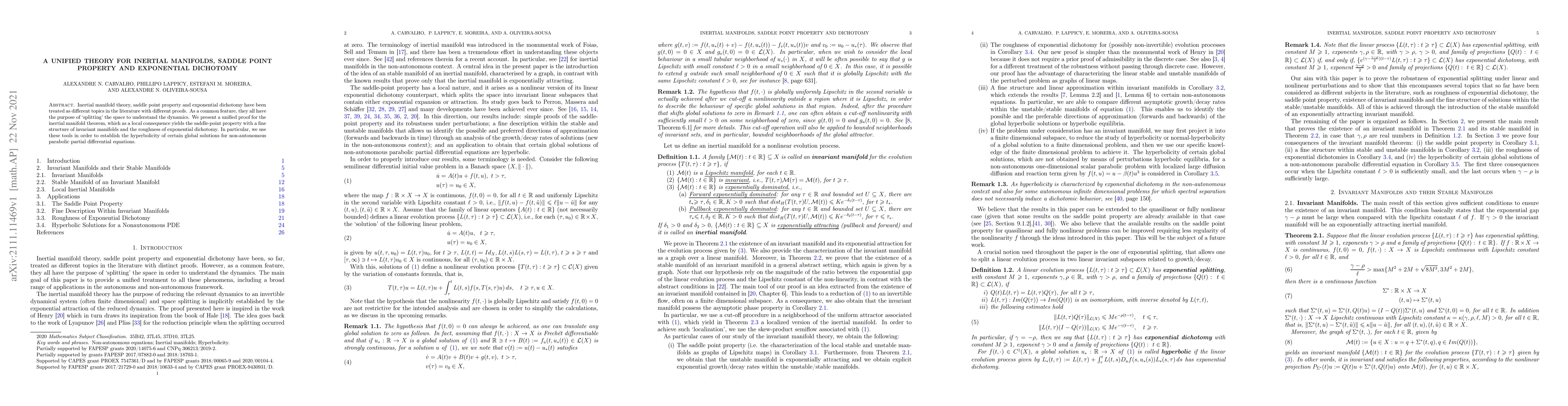 Thumbnail for A Unified Theory for Inertial Manifolds, Saddle Point Property and
  Exponential Dichotomy