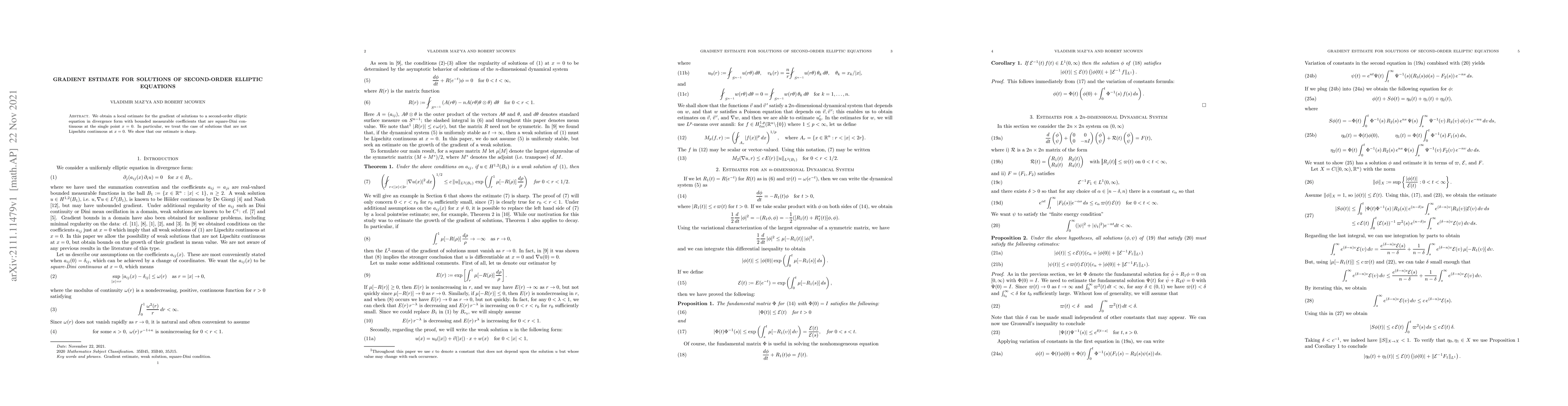 Thumbnail for Gradient Estimate for Solutions of Second-Order Elliptic Equations