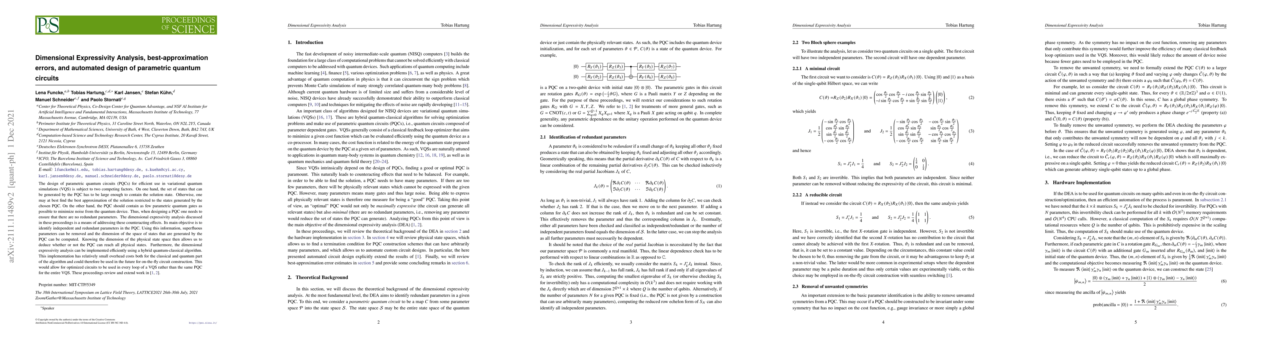 Thumbnail for Dimensional Expressivity Analysis, best-approximation errors, and
  automated design of parametric quantum circuits