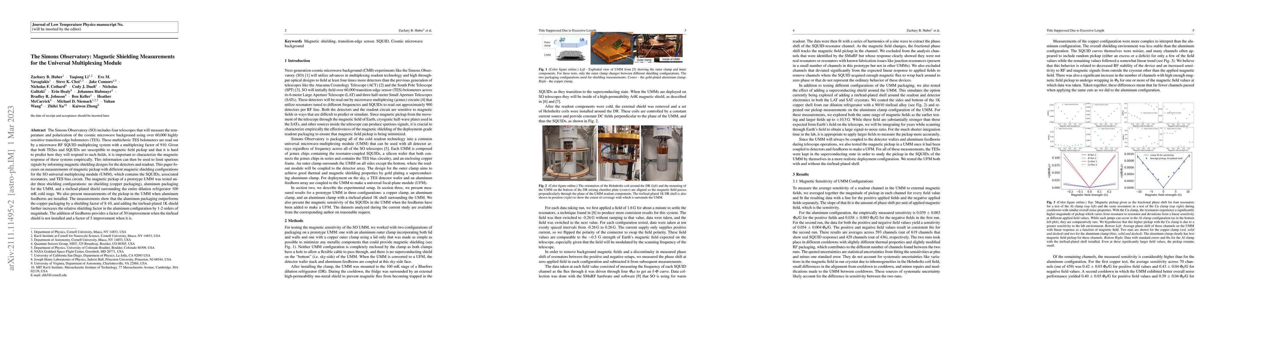 Thumbnail for The Simons Observatory: Magnetic Shielding Measurements for the
  Universal Multiplexing Module