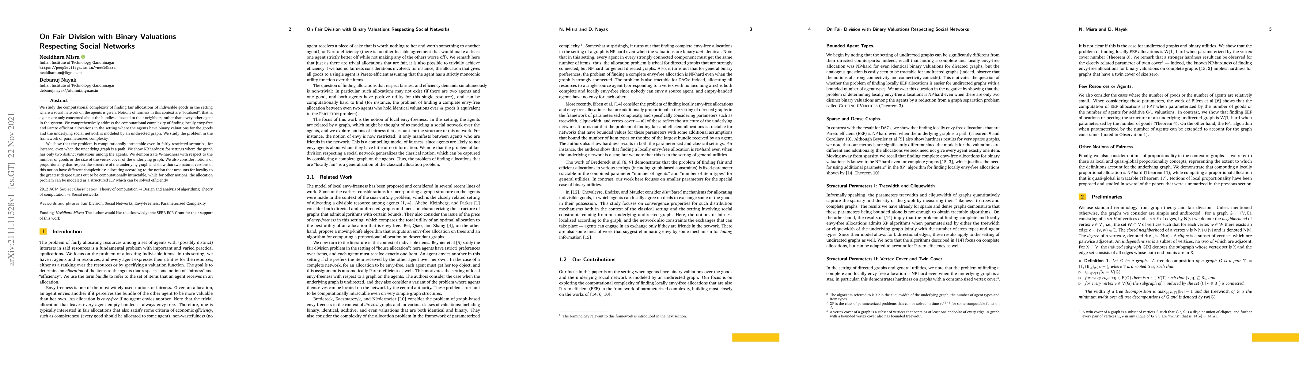 Thumbnail for On Fair Division with Binary Valuations Respecting Social Networks