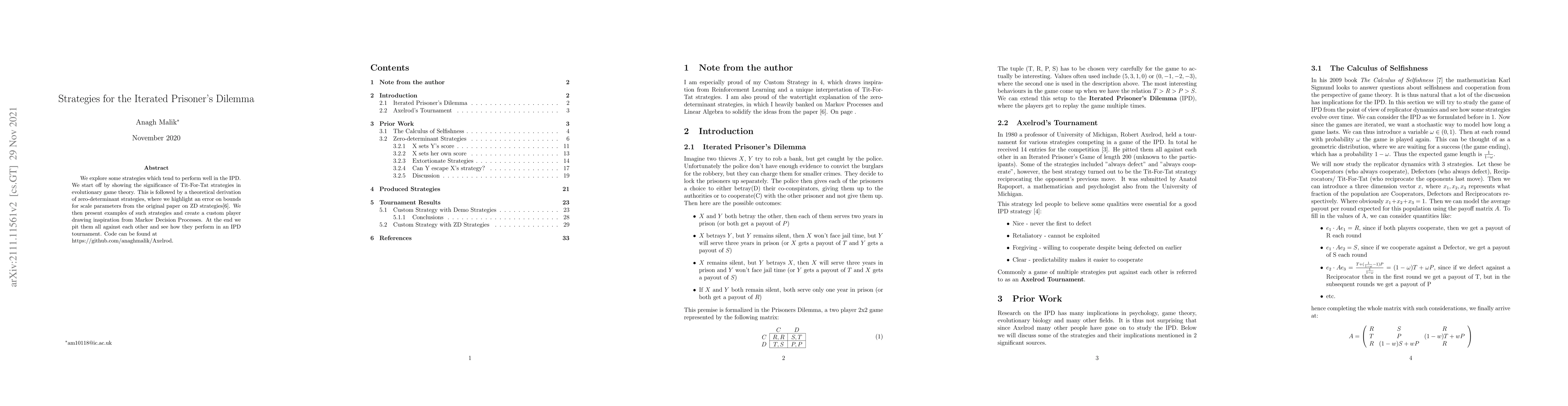 Thumbnail for Strategies for the Iterated Prisoner's Dilemma