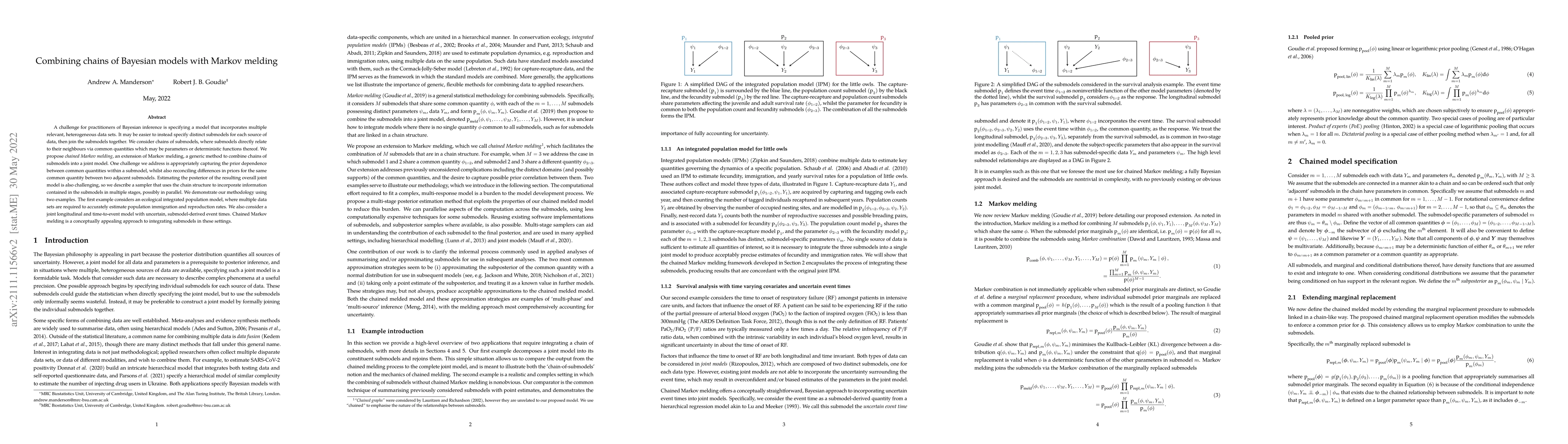 Thumbnail for Combining chains of Bayesian models with Markov melding