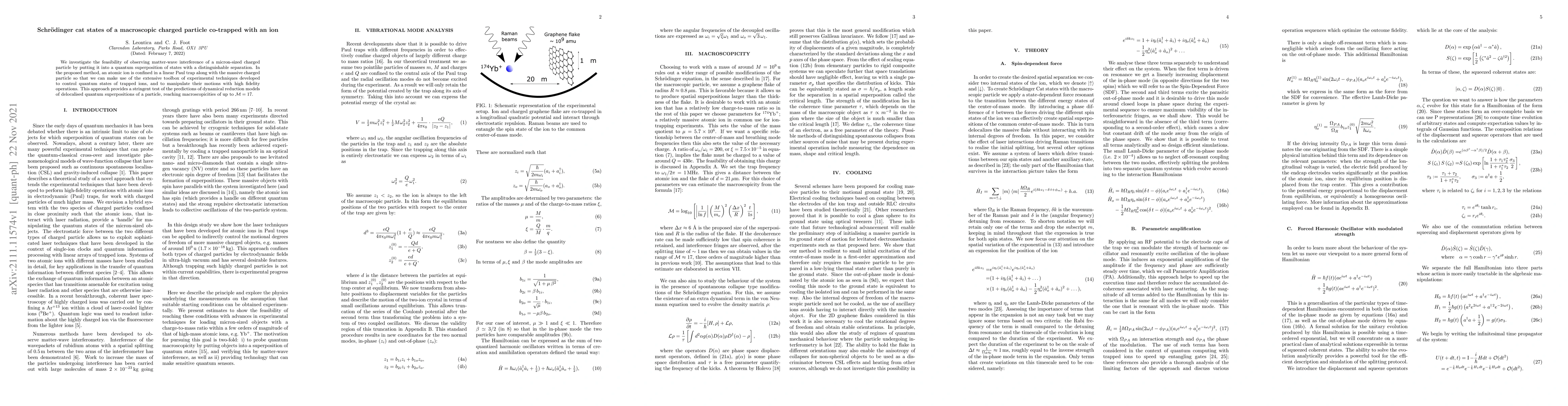 Thumbnail for Schr\"{o}dinger cat states of a macroscopic charged particle co-trapped
  with an ion