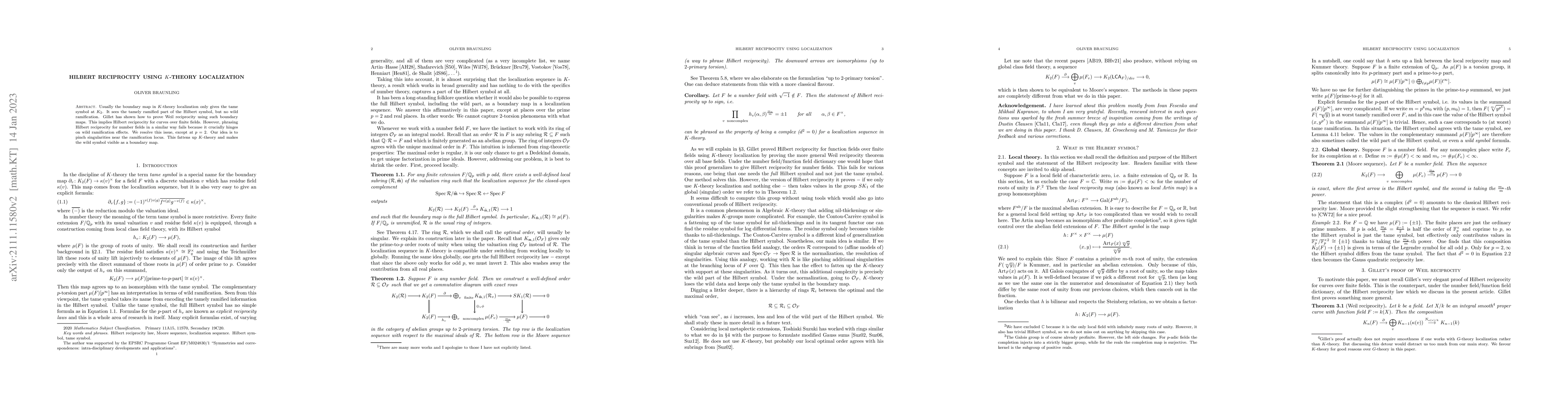 Thumbnail for Hilbert reciprocity using K-theory localization
