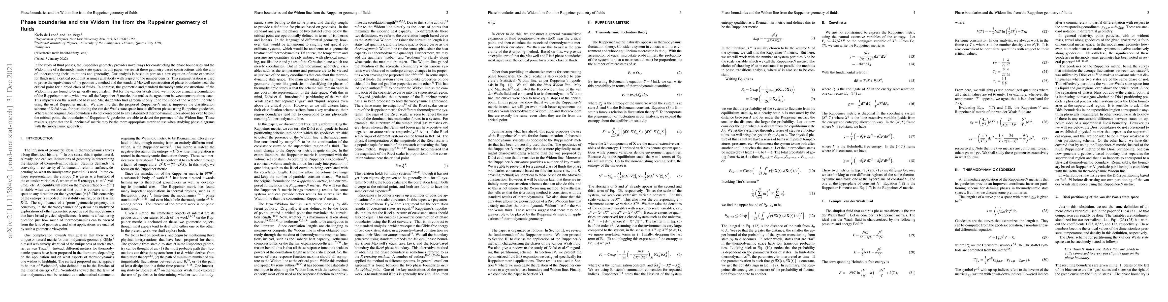 Thumbnail for Phase boundaries and the Widom line from the Ruppeiner geometry of
  fluids