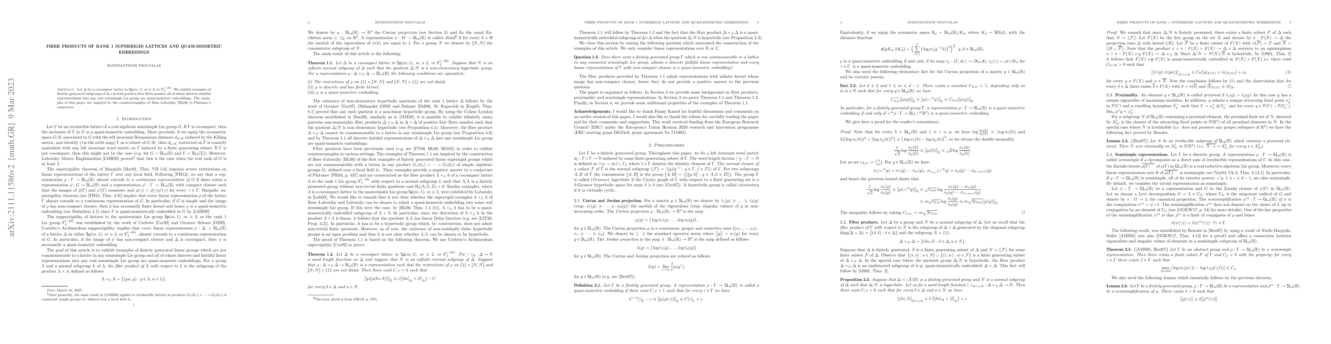 Thumbnail for Fiber products of rank 1 superrigid lattices and quasi-isometric
  embeddings