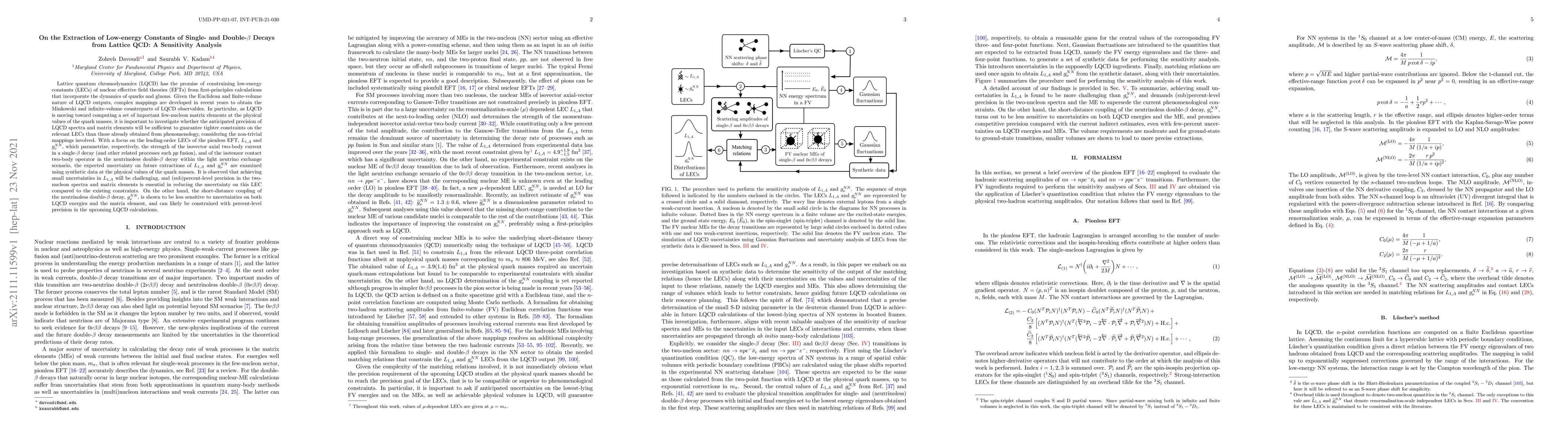 Thumbnail for On the Extraction of Low-energy Constants of Single- and Double-$\beta$
  Decays from Lattice QCD: A Sensitivity Analysis
