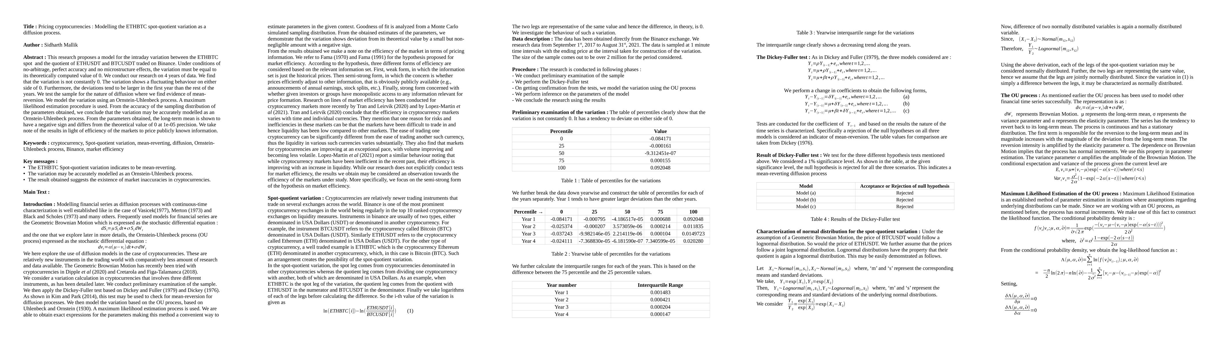 Thumbnail for Pricing cryptocurrencies : Modelling the ETHBTC spot-quotient variation
  as a diffusion process