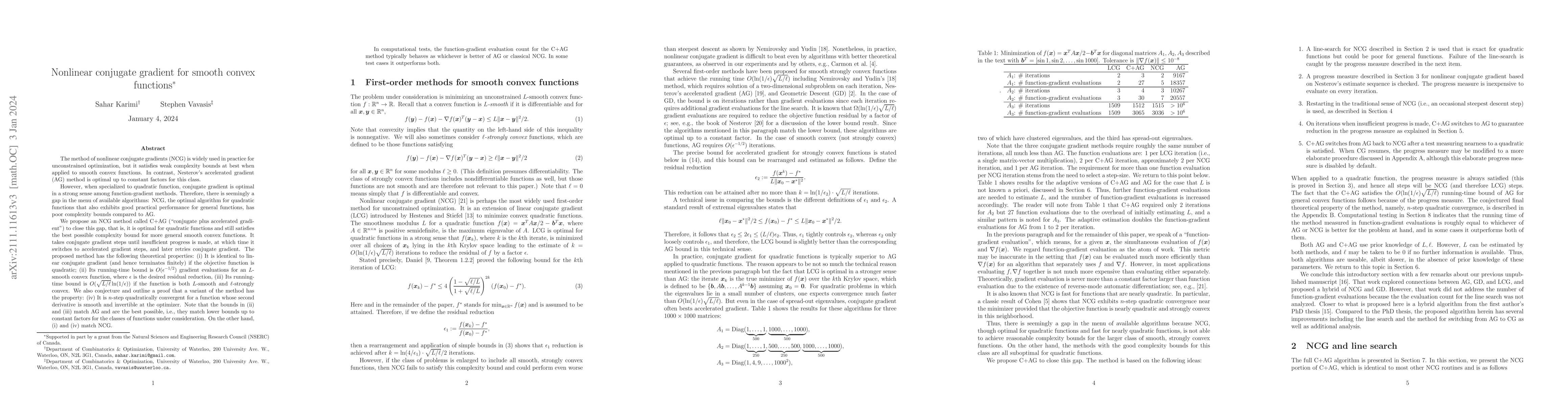 Thumbnail for Nonlinear conjugate gradient for smooth convex functions