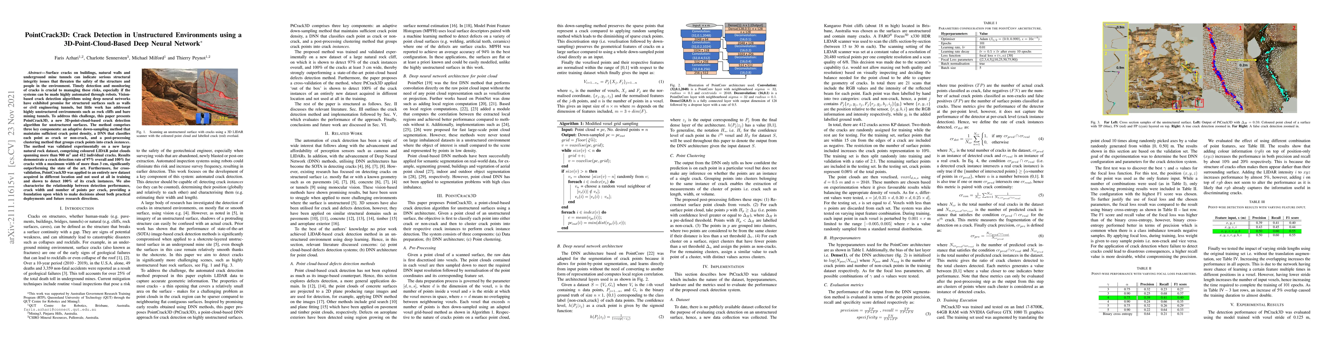 Thumbnail for PointCrack3D: Crack Detection in Unstructured Environments using a
  3D-Point-Cloud-Based Deep Neural Network
