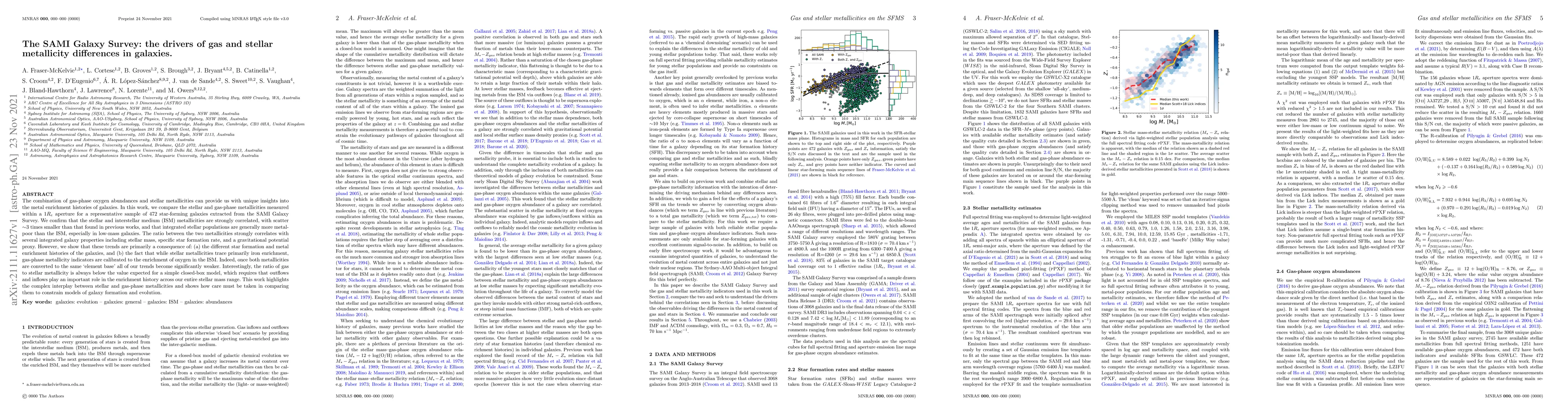 Thumbnail for The SAMI Galaxy Survey: the drivers of gas and stellar metallicity
  differences in galaxies