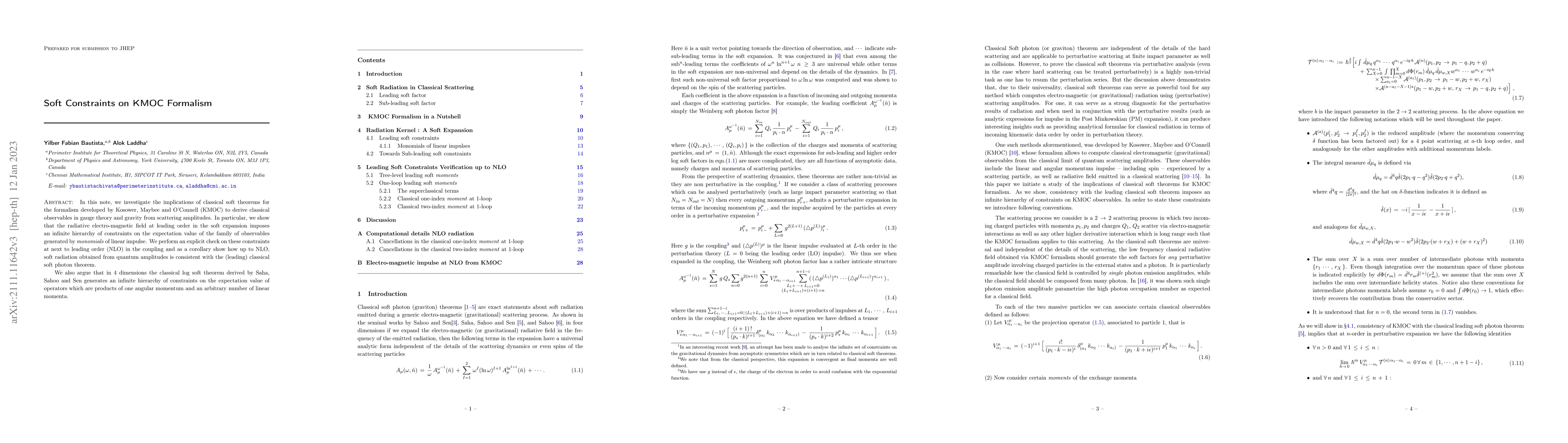 Thumbnail for Soft Constraints on KMOC Formalism