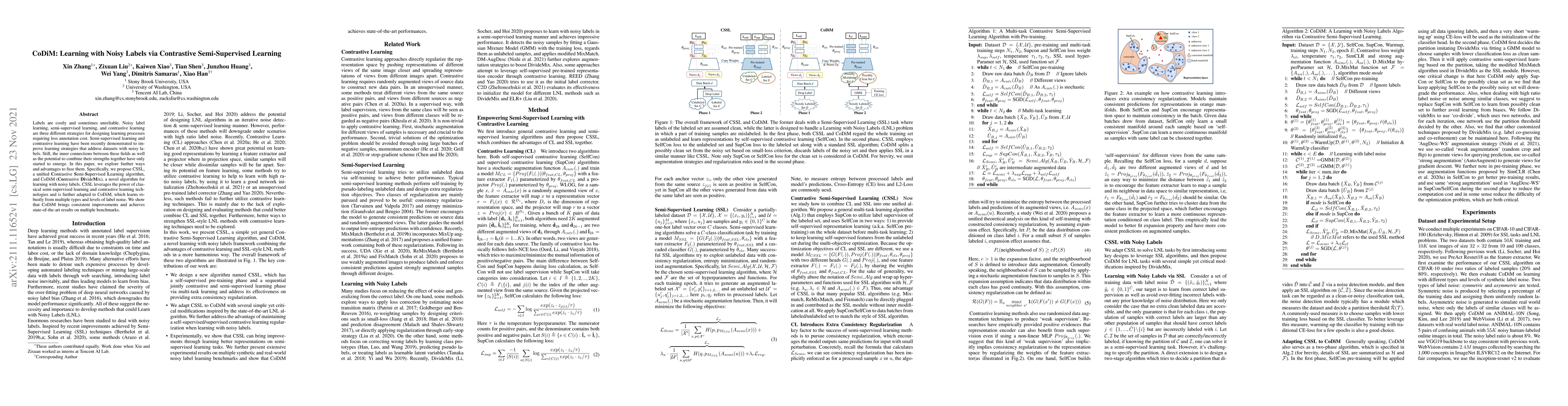 Thumbnail for CoDiM: Learning with Noisy Labels via Contrastive Semi-Supervised
  Learning