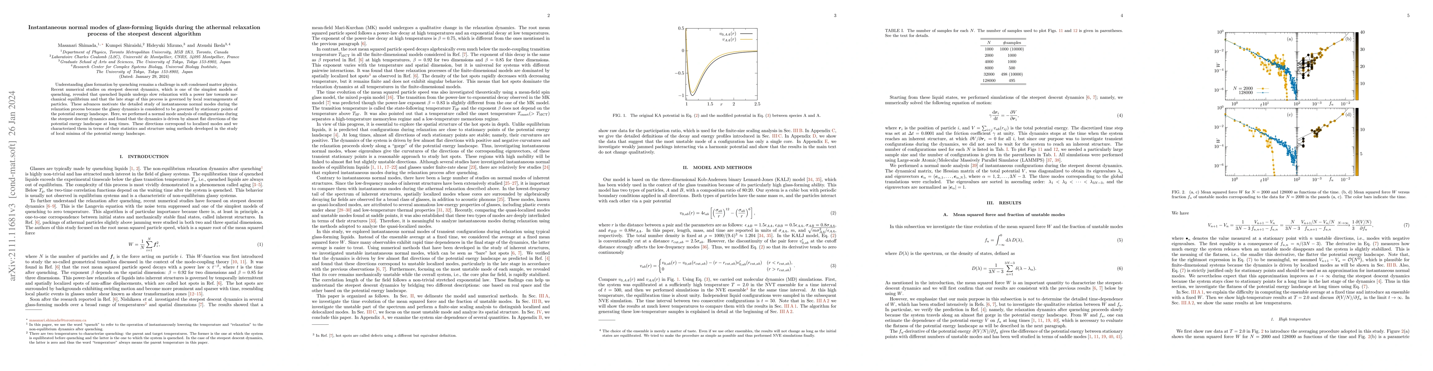 Thumbnail for Instantaneous normal modes of glass-forming liquids during the athermal
  relaxation process of the steepest descent algorithm