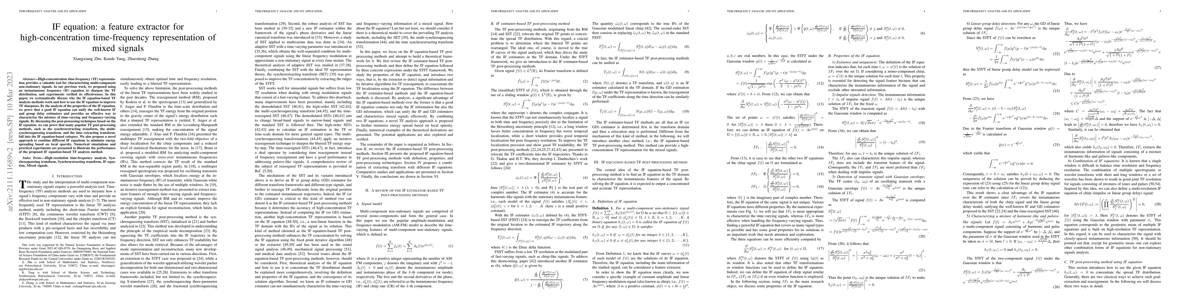 Thumbnail for IF equation: a feature extractor for high-concentration time-frequency
  representation of mixed signals