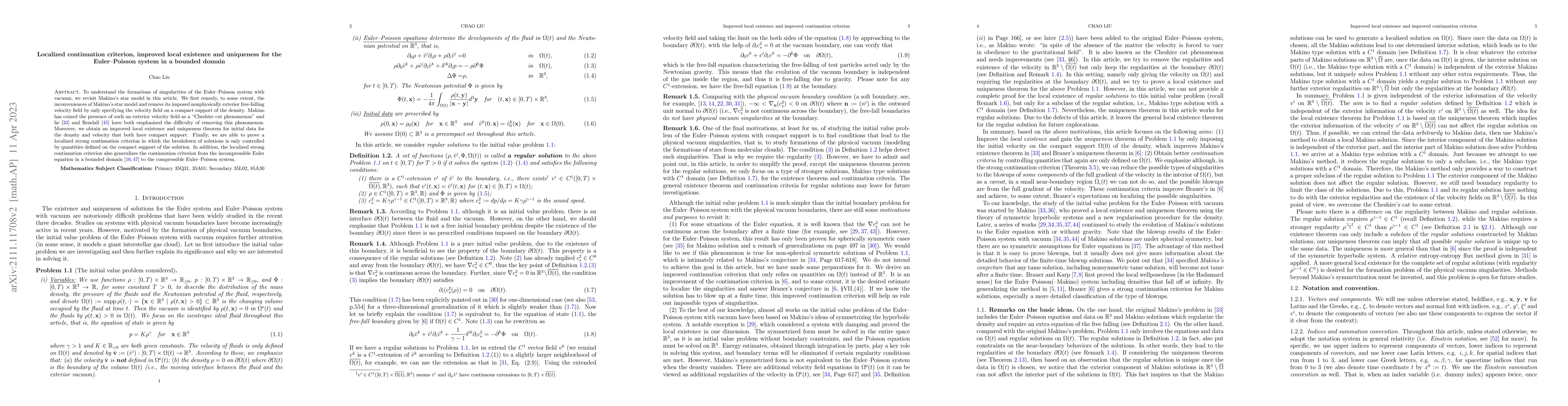 Thumbnail for Localized continuation criterion, improved local existence and
  uniqueness for the Euler-Poisson system in a bounded domain