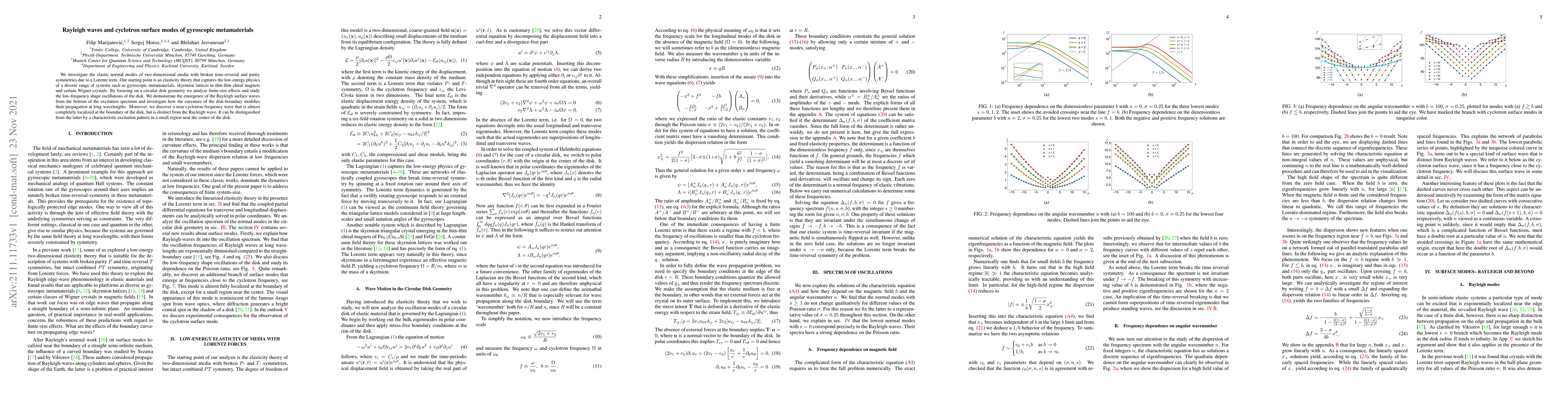 Thumbnail for Rayleigh waves and cyclotron surface modes of gyroscopic metamaterials