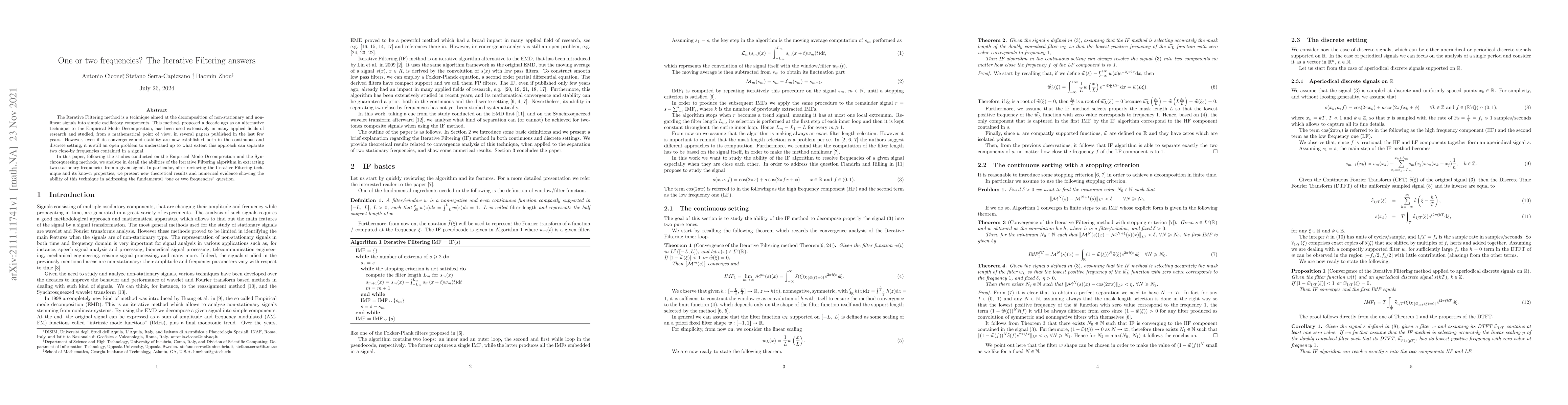 Thumbnail for One or two frequencies? The Iterative Filtering answers