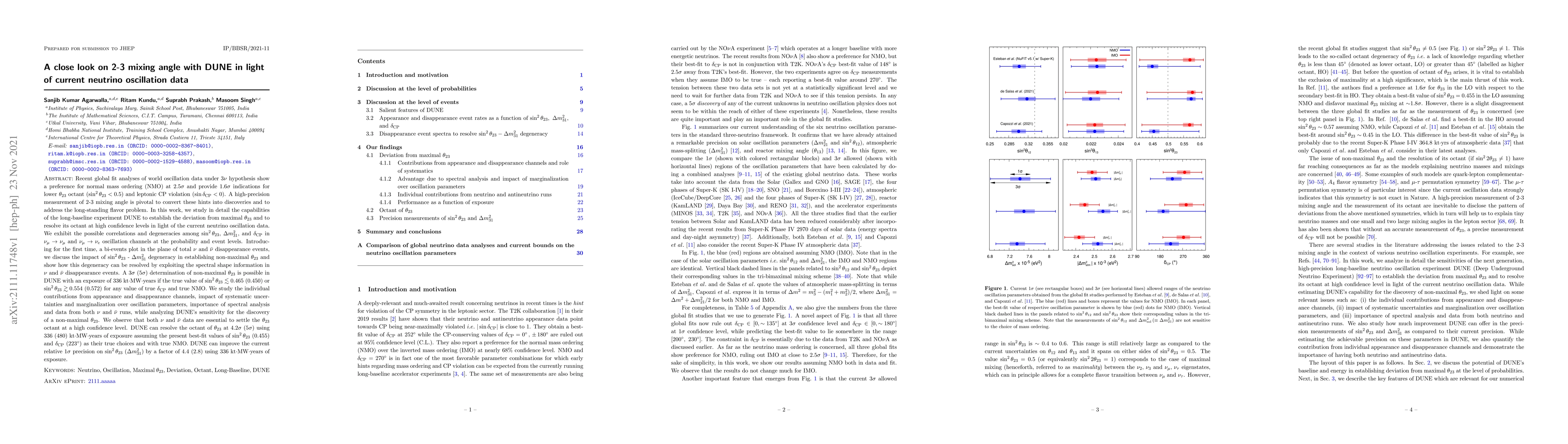 Thumbnail for A close look on 2-3 mixing angle with DUNE in light of current neutrino
  oscillation data