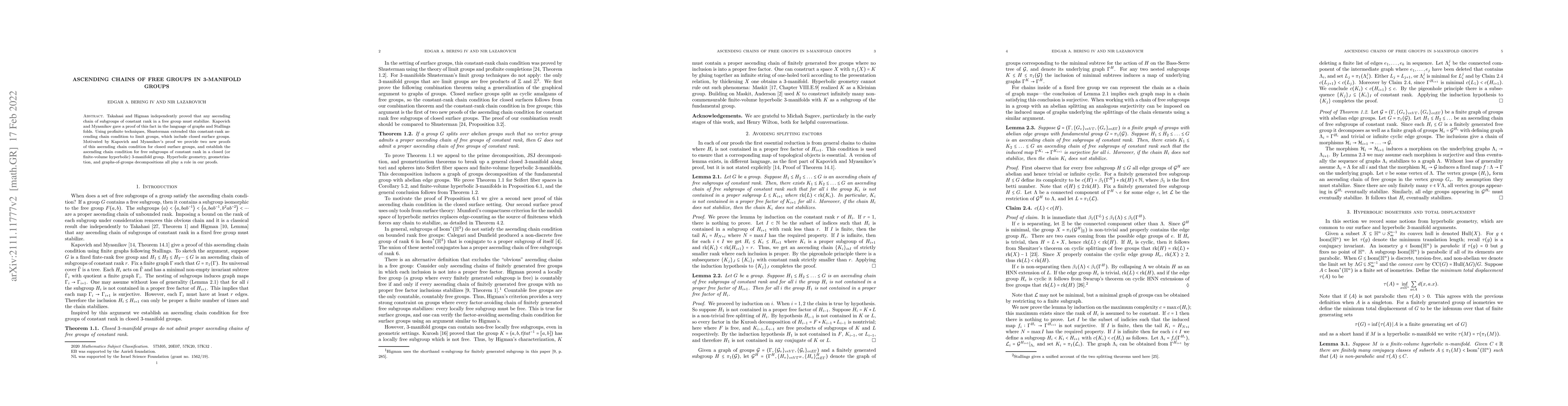 Thumbnail for Ascending chains of free groups in 3-manifold groups