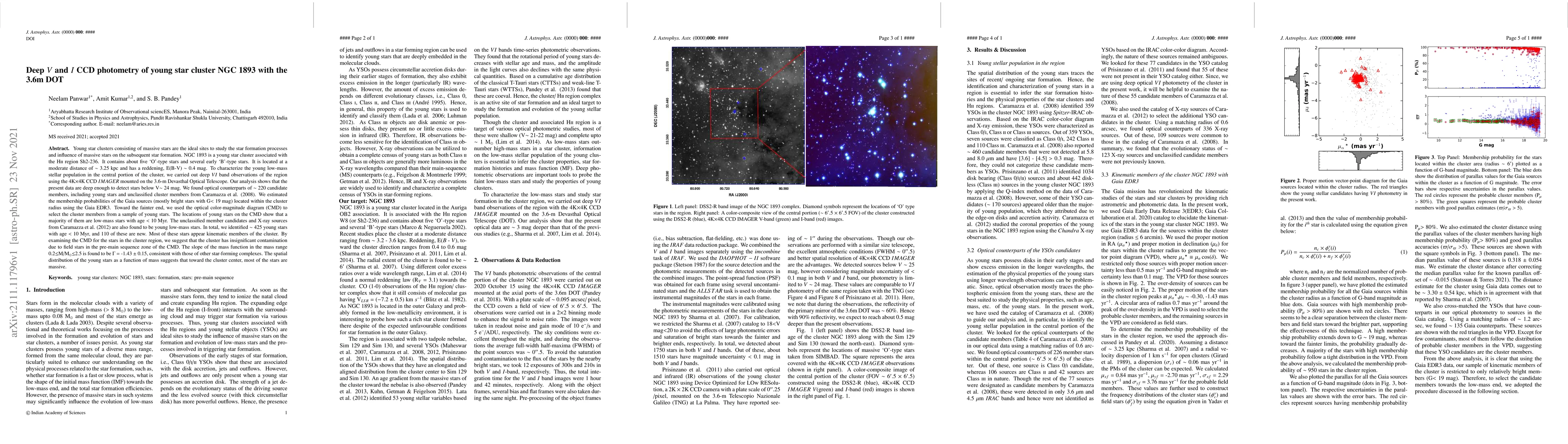 Thumbnail for Deep V and I CCD photometry of young star cluster NGC 1893 with the 3.6m
  DOT