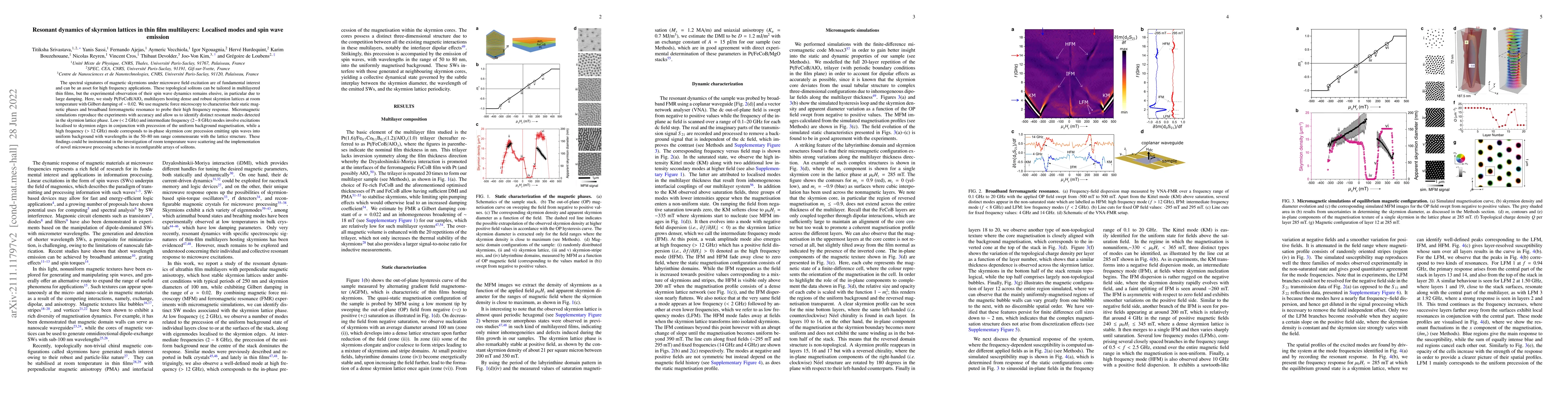 Thumbnail for Resonant dynamics of skyrmion lattices in thin film multilayers:
  Localised modes and spin wave emission