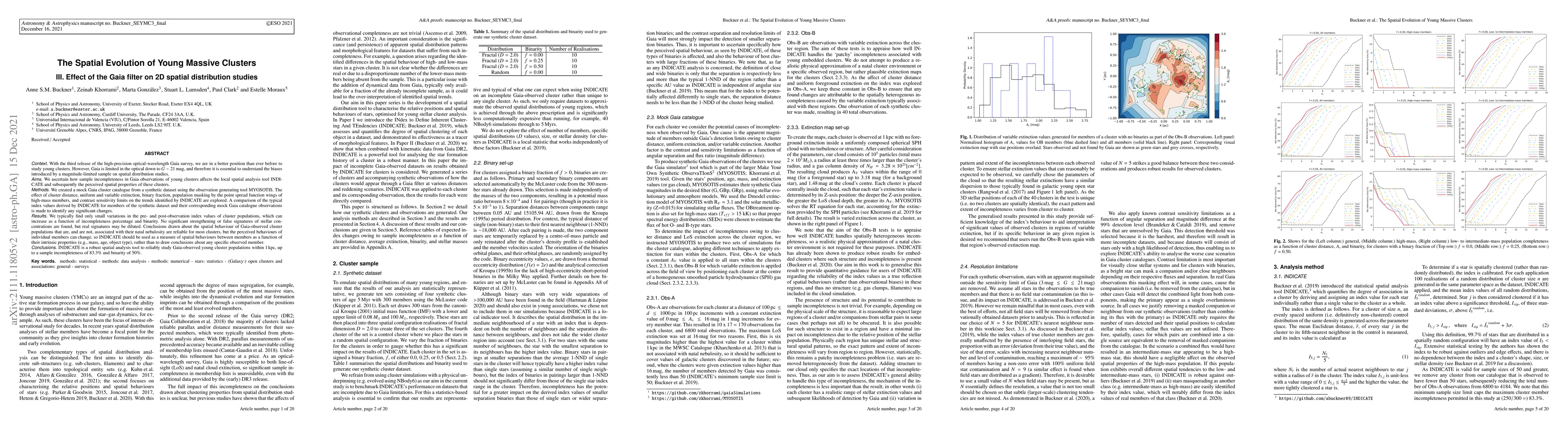 Thumbnail for The Spatial Evolution of Young Massive Clusters III. Effect of the Gaia
  Filter on 2D Spatial Distribution Studies